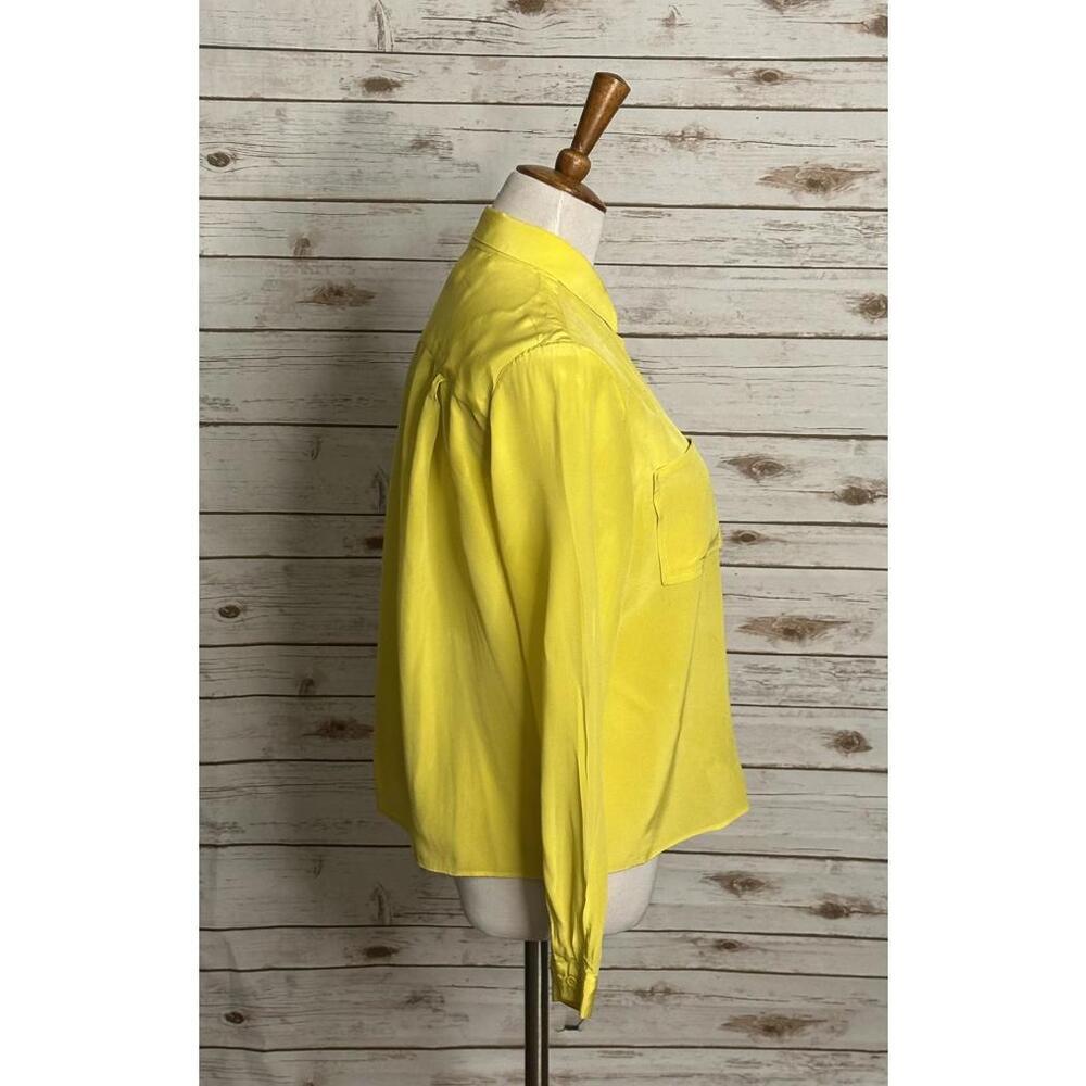 jenni kayne yellow collared long sleeve button-up silk blouse Size Medium - Picture 4 of 8